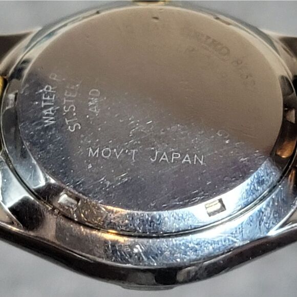 Seiko Perpetual Calendar Stainless Steel 18K Gold Mens Watch 8F32-970J - Picture 5 of 5